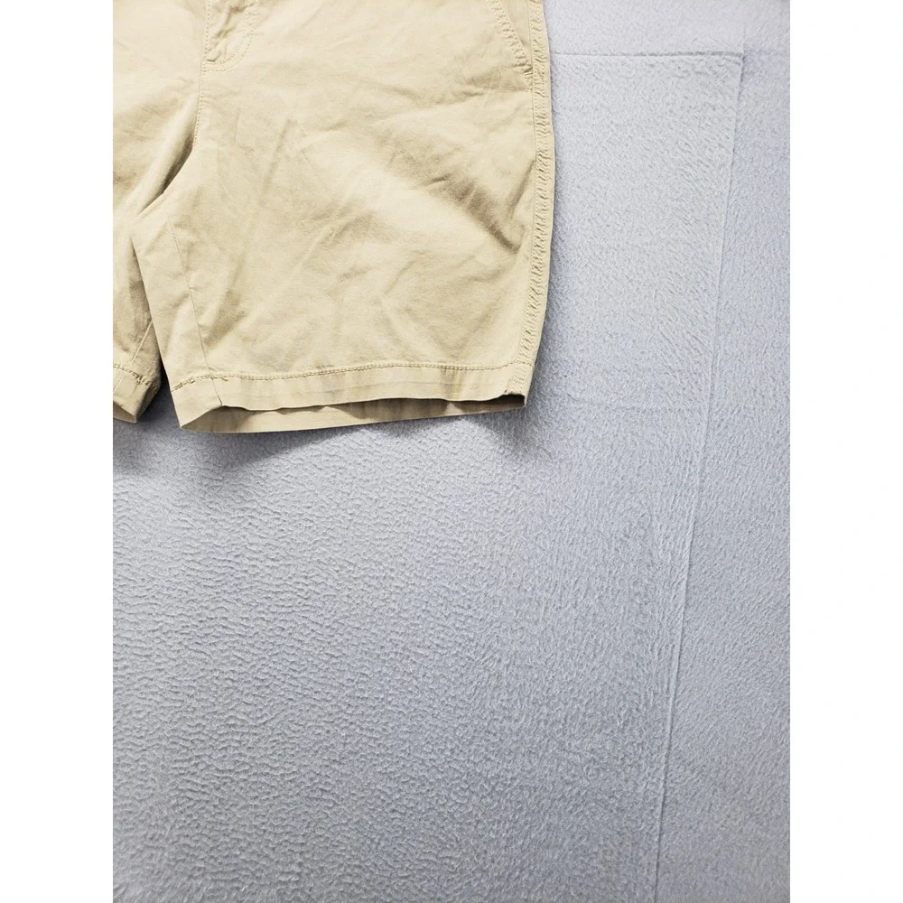 Croft & Barrow Men Short 34 Beige Chino Flat Front Stretch Slash Pockets Classic